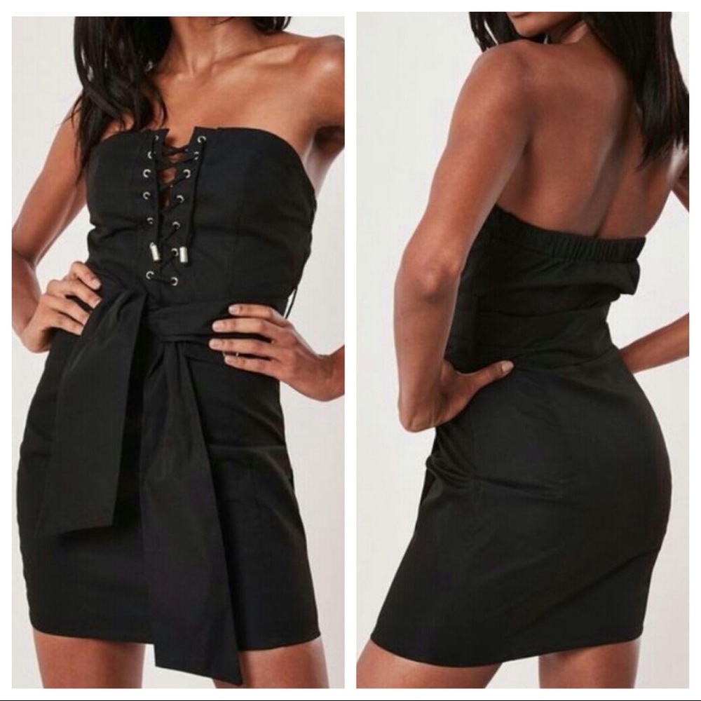 Bardot Lace up belted utility dress
